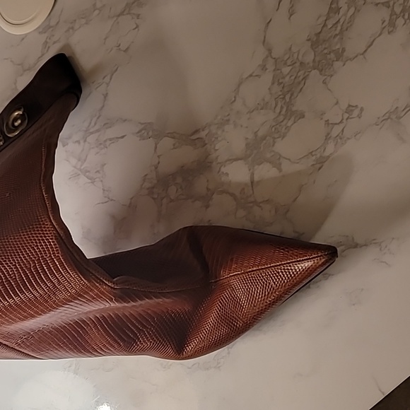 AUTHENTIC DOLCE & GABBANA  BROWN LEATHER LIZARD PRINT BOOTS - US 10 / EU 40 - Picture 14 of 16